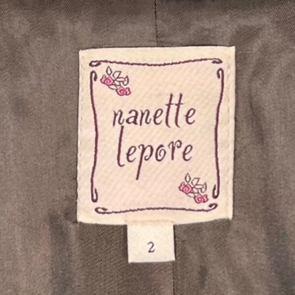 Nanette Lepore Brown Tweed Velvet Ribbon Trim Blazer Size 2 - Picture 4 of 4